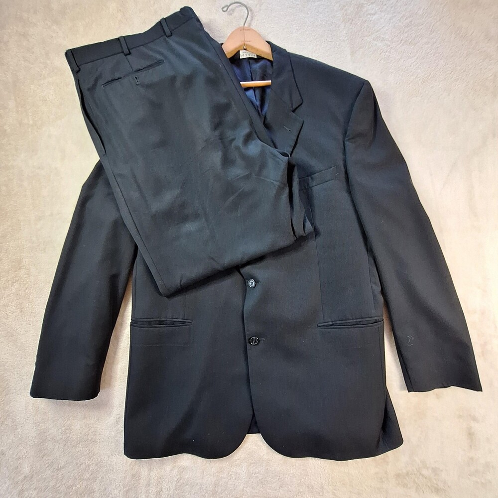 Jos A Bank Signature Suit Mens 43 Long Dark Navy Blue Wool Blend Jacket Pants